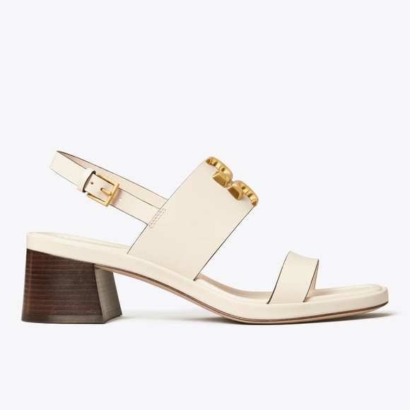 Tory Burch $348 Eleanor Heel Sandals New Ivory Cream - Picture 9 of 9